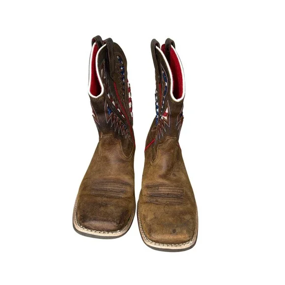 Ariat Kids Quickdraw VentTEK Patriotic American Flag Western Boots Size 4 - Picture 4 of 10